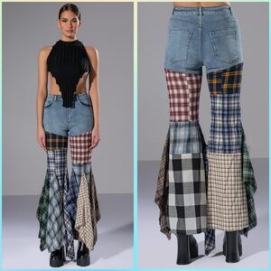 Rehab Lab Patchwork Flare Jeans